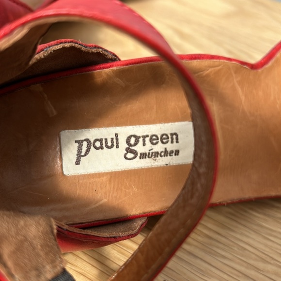 Paul Green Munchen Wedge Sandal Red Leather Big Bow Open Toe Ankle Strap US 9 - Picture 11 of 16